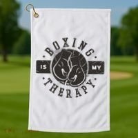 Boxing Is My Therapy Golf Towel thumb 1