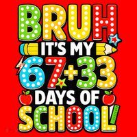 Bruh Its My 67 Plus 33 Days Of School 100th Day 6-7 Santa Hat thumb 1