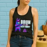 Bruh Its My Birthday Llama Pinata Family Party Bday Women's Tank Top thumb 2