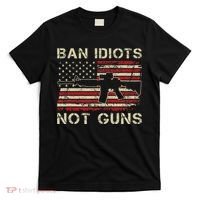 Ban Idiots Not Guns Ar15 Usa Flag 2nd Amendment Funny Gun T-Shirt thumb 0