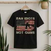 Ban Idiots Not Guns Ar15 Usa Flag 2nd Amendment Funny Gun T-Shirt thumb 2