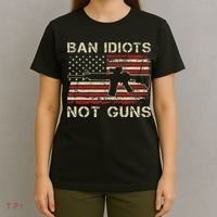 Ban Idiots Not Guns Ar15 Usa Flag 2nd Amendment Funny Gun T-Shirt thumb 4