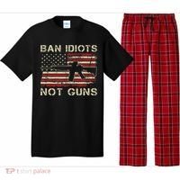 Ban Idiots Not Guns Ar15 Usa Flag 2nd Amendment Funny Gun Pajama Set thumb 0