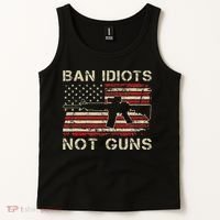 Ban Idiots Not Guns Ar15 Usa Flag 2nd Amendment Funny Gun Tank Top thumb 2