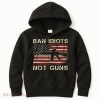 Ban Idiots Not Guns Ar15 Usa Flag 2nd Amendment Funny Gun Kids Hoodie thumb 0
