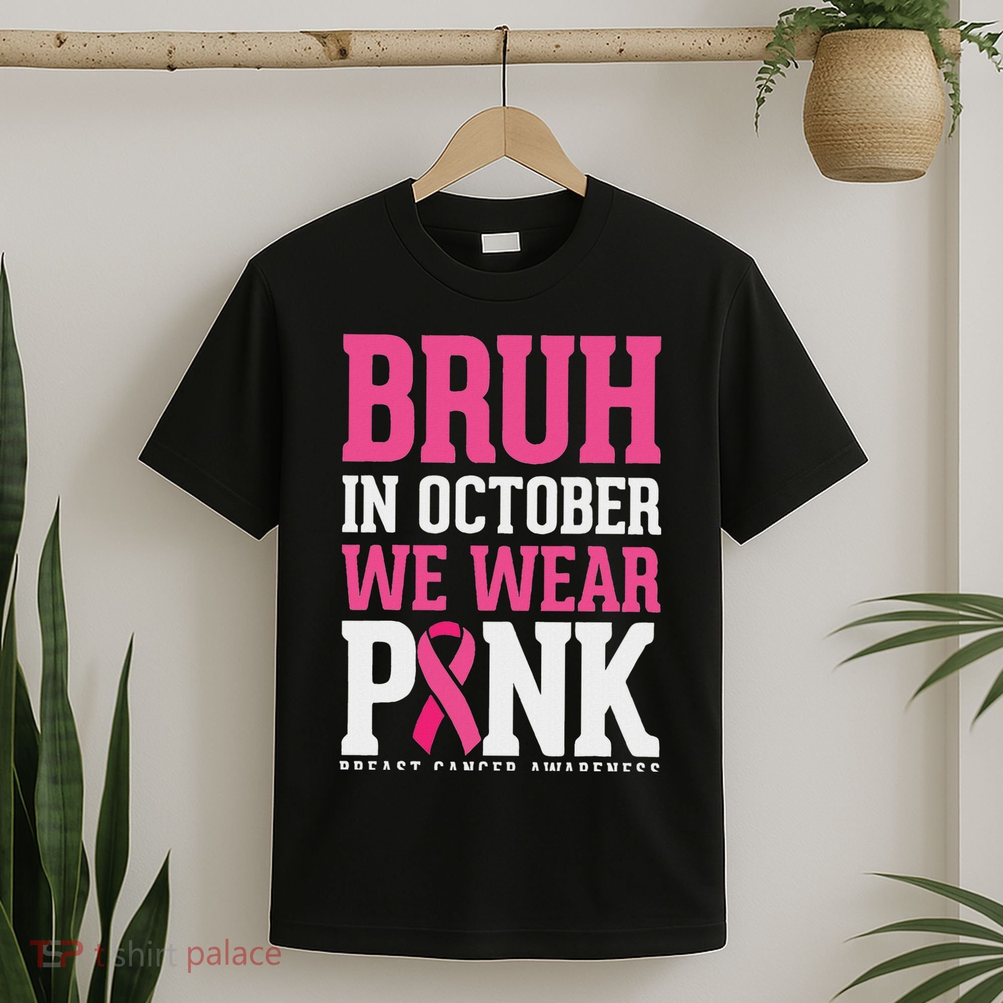 Bruh In October Wear Breast Cancer Awareness T-Shirt