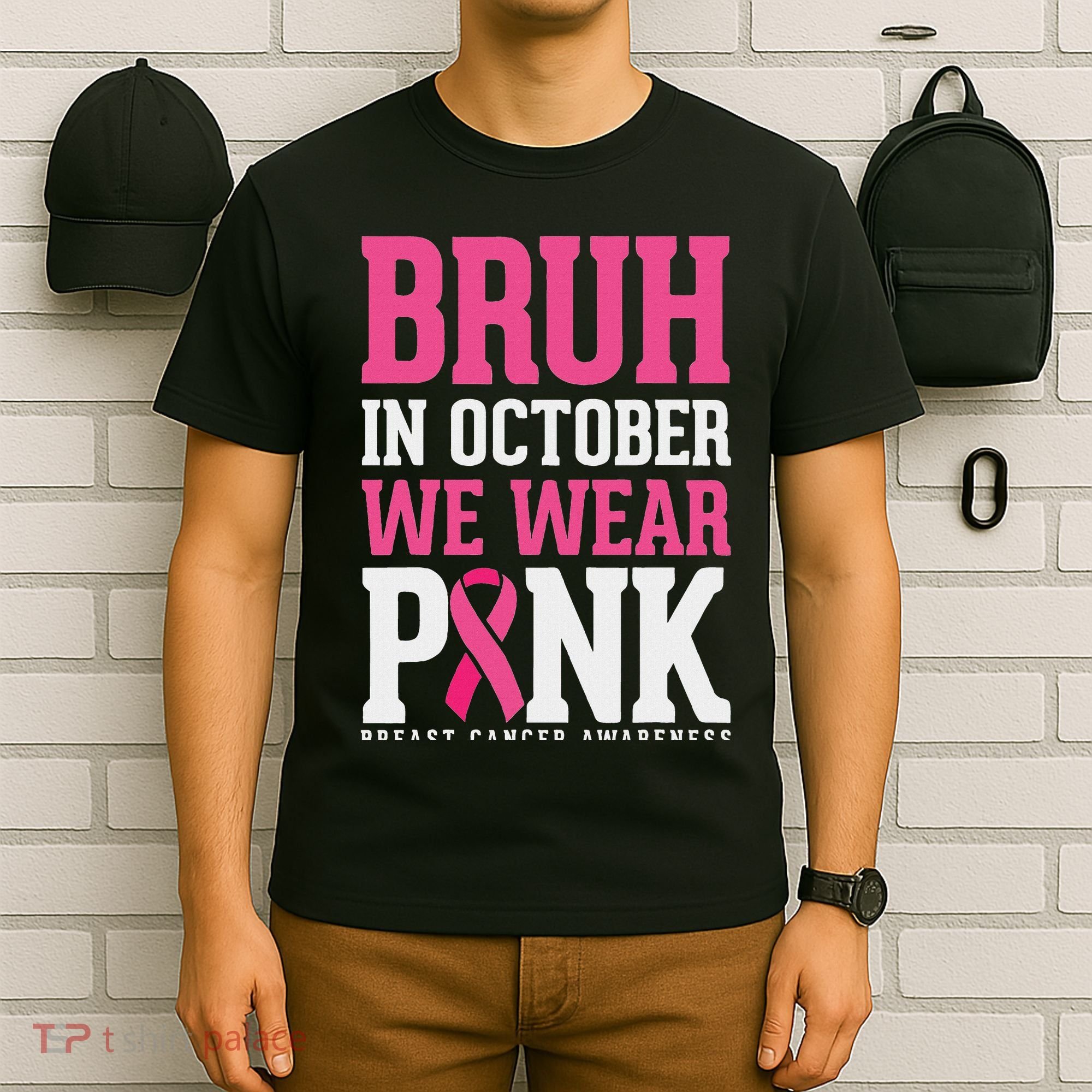 Bruh In October Wear Breast Cancer Awareness T-Shirt