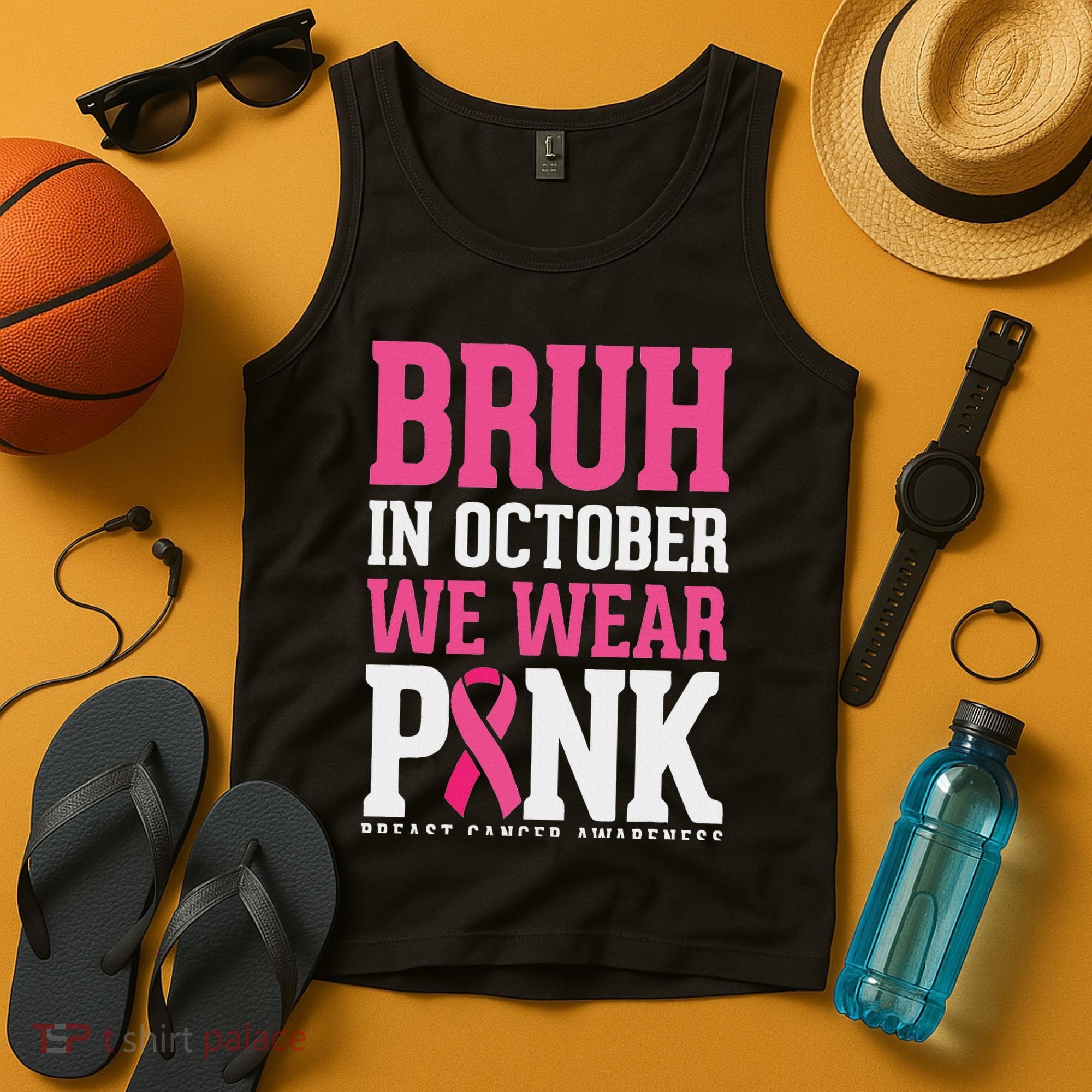 Bruh In October Wear Breast Cancer Awareness Tank Top