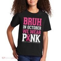 Bruh In October Wear Breast Cancer Awareness Kids T-Shirt thumb 2
