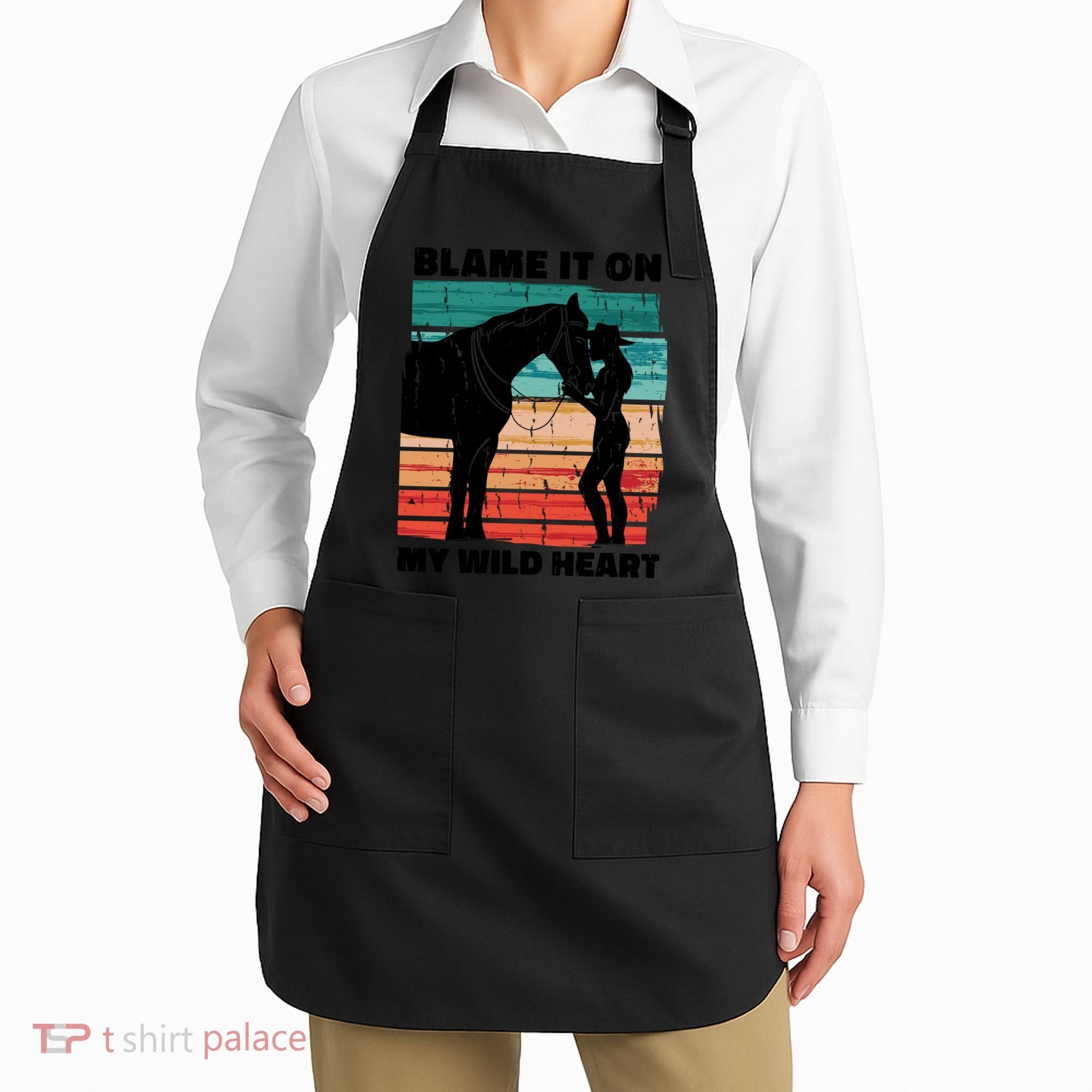 Blame It On My Wild Heart Horse Retro Apron