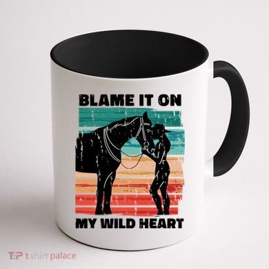 Blame It On My Wild Heart Horse Retro Coffee Mug back