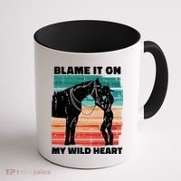 Blame It On My Wild Heart Horse Retro Coffee Mug thumb 1