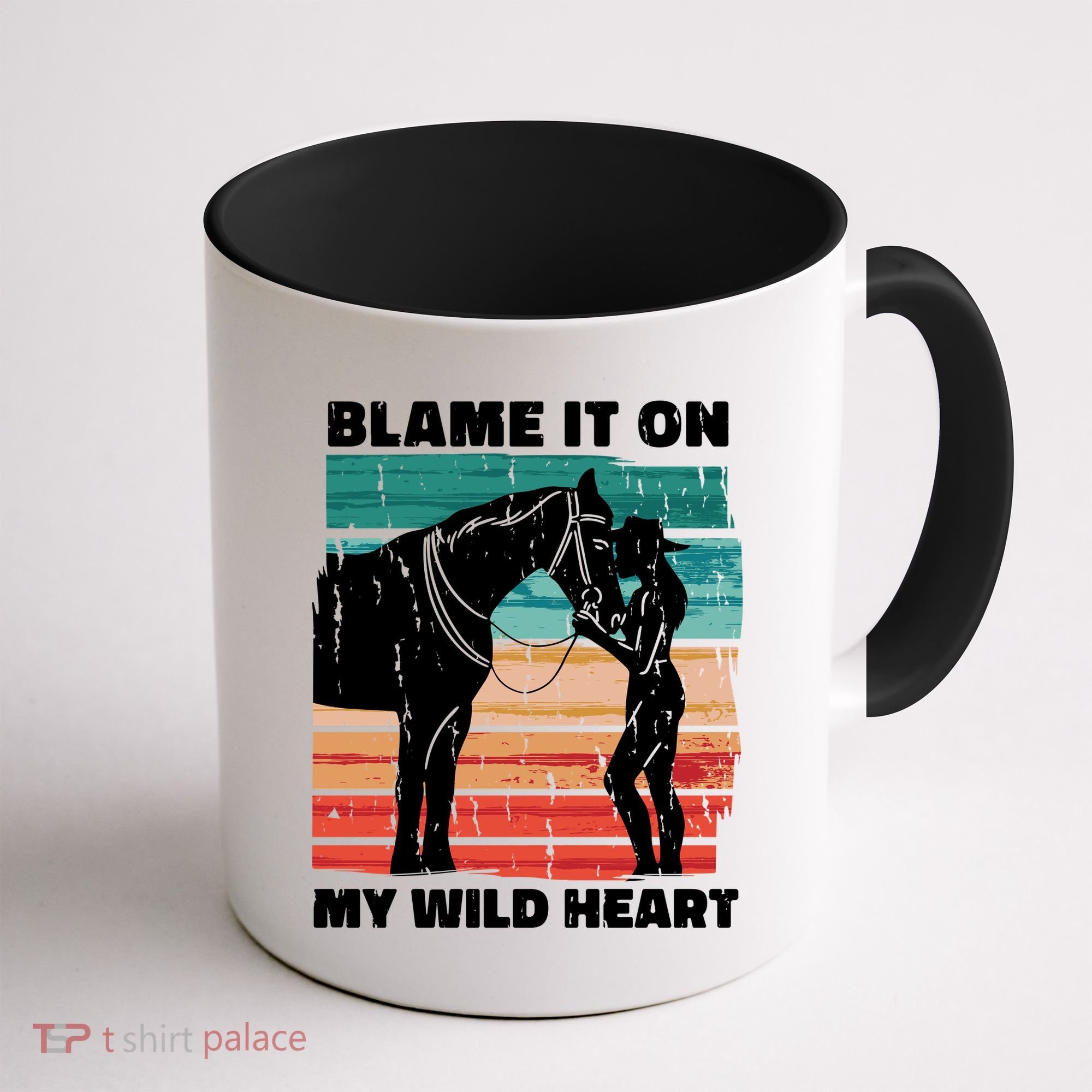 Blame It On My Wild Heart Horse Retro Coffee Mug