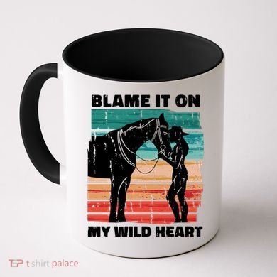 Blame It On My Wild Heart Horse Retro Coffee Mug