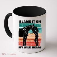 Blame It On My Wild Heart Horse Retro Coffee Mug thumb 0