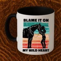 Blame It On My Wild Heart Horse Retro Coffee Mug thumb 2