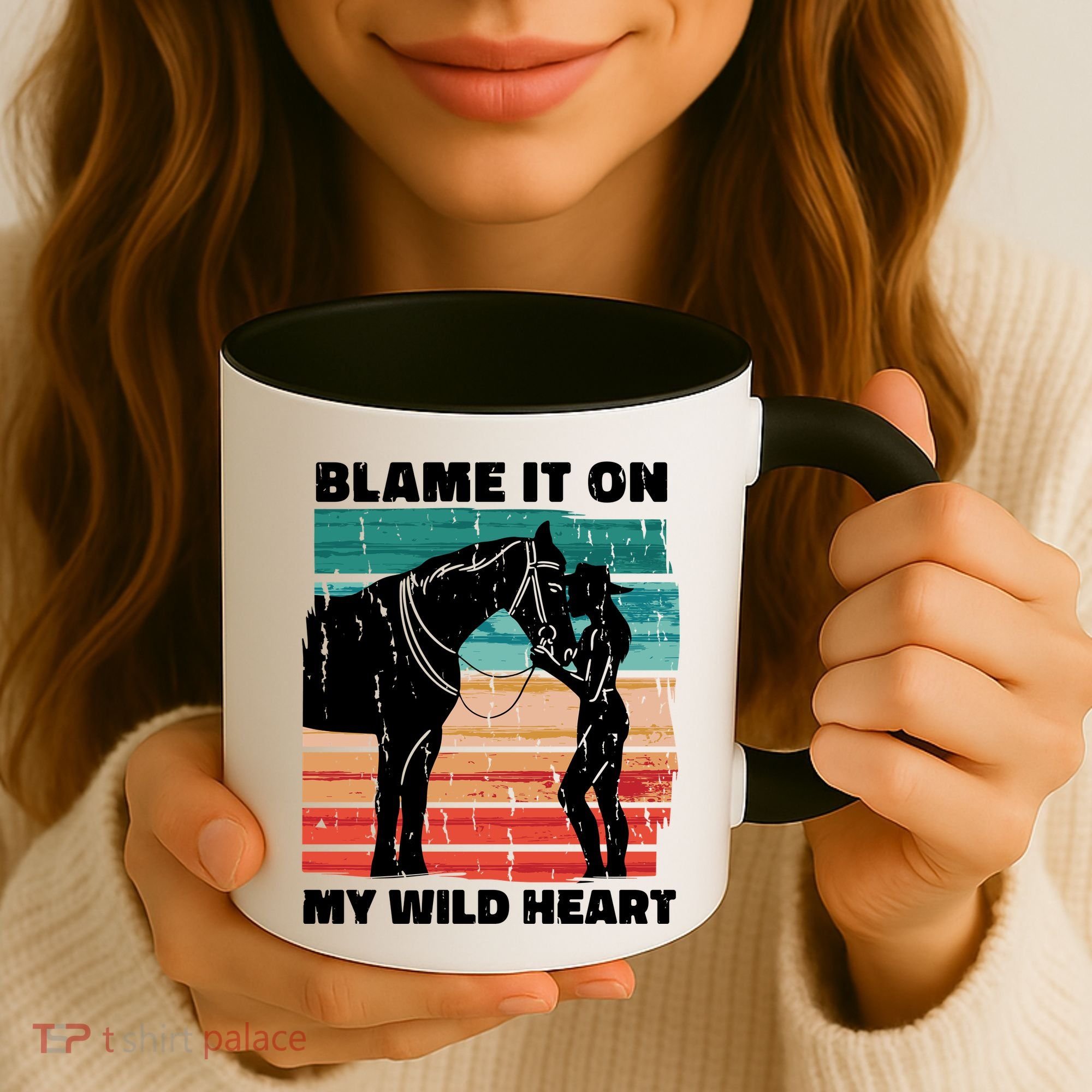 Blame It On My Wild Heart Horse Retro Coffee Mug