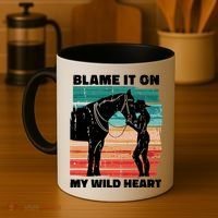 Blame It On My Wild Heart Horse Retro Coffee Mug thumb 4