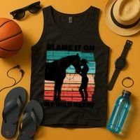 Blame It On My Wild Heart Horse Retro Tank Top thumb 4