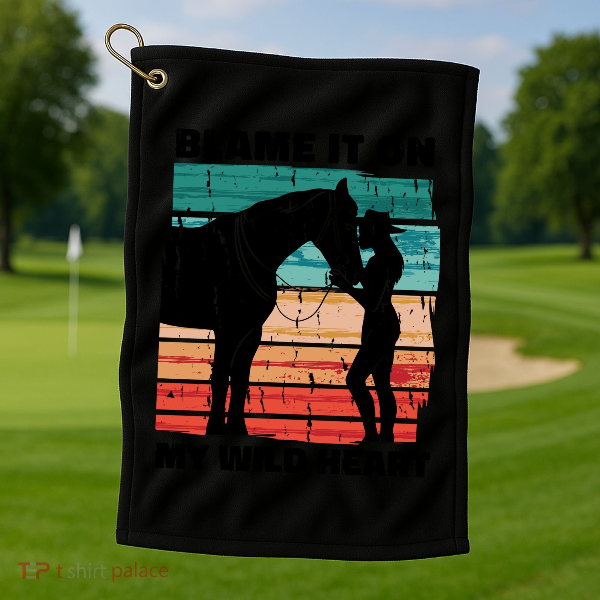 Blame It On My Wild Heart Horse Retro Golf Towel
