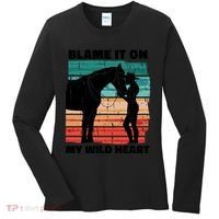 Blame It On My Wild Heart Horse Retro Women's Long Sleeve Shirt thumb 0