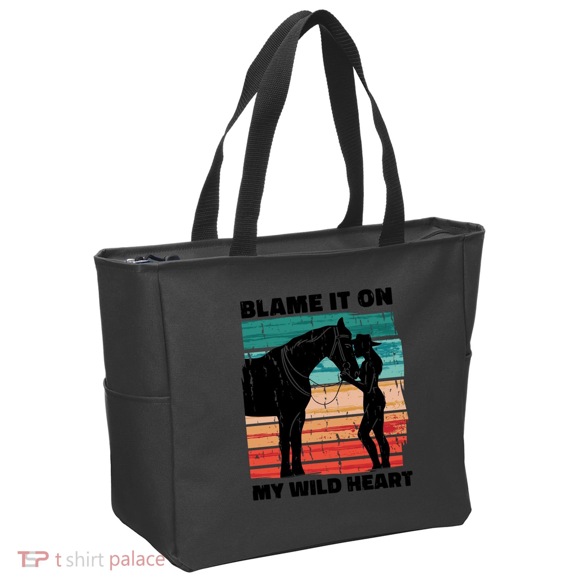 Blame It On My Wild Heart Horse Retro Tote Bag