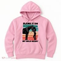 Blame It On My Wild Heart Horse Retro Hoodie thumb 0
