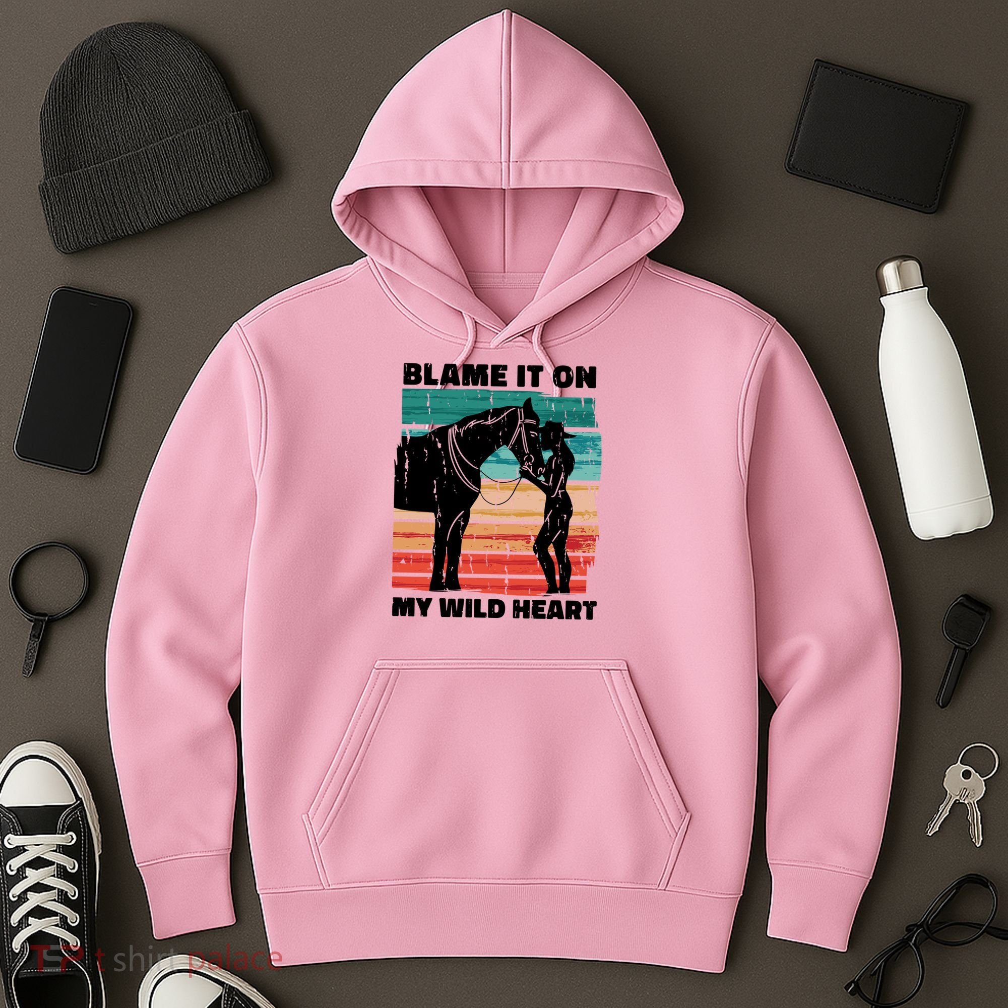 Blame It On My Wild Heart Horse Retro Hoodie