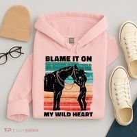 Blame It On My Wild Heart Horse Retro Hoodie thumb 4