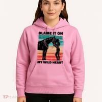 Blame It On My Wild Heart Horse Retro Hoodie thumb 5