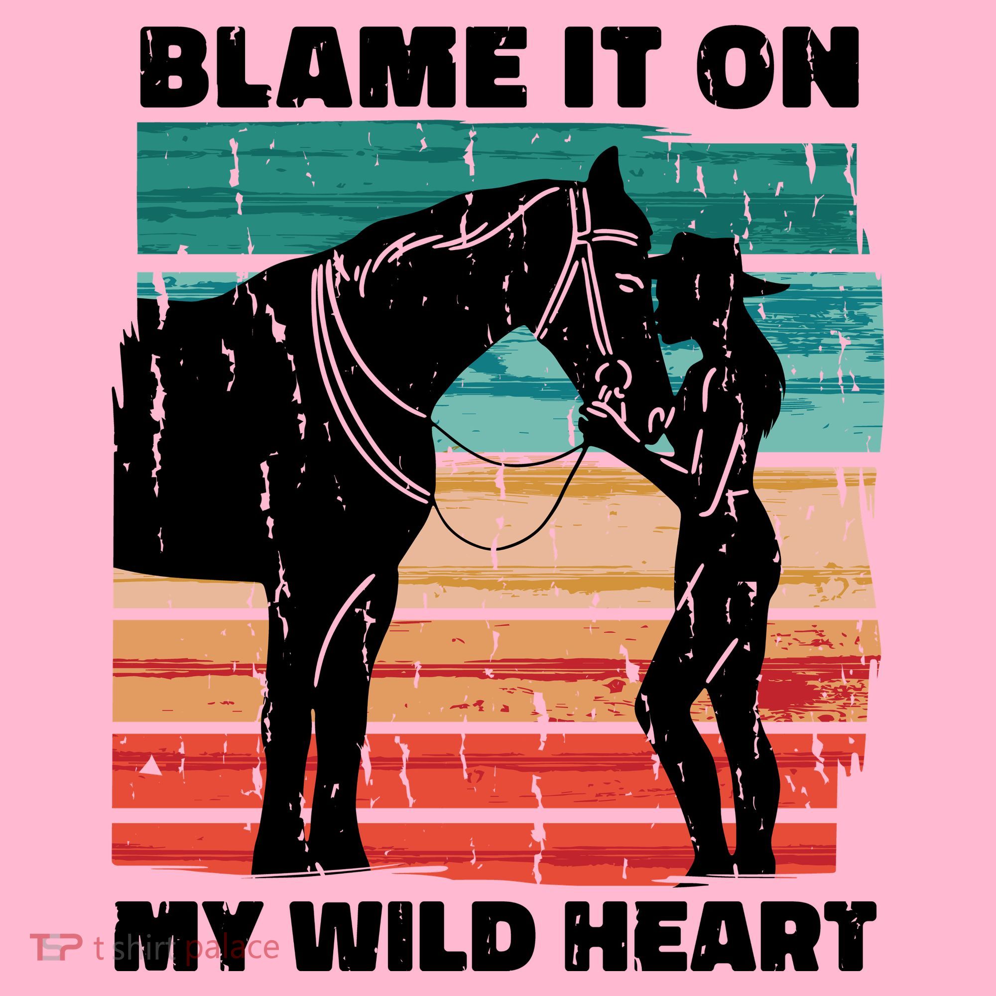 Blame It On My Wild Heart Horse Retro Long Sleeve Shirt