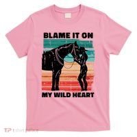 Blame It On My Wild Heart Horse Retro T-Shirt thumb 0