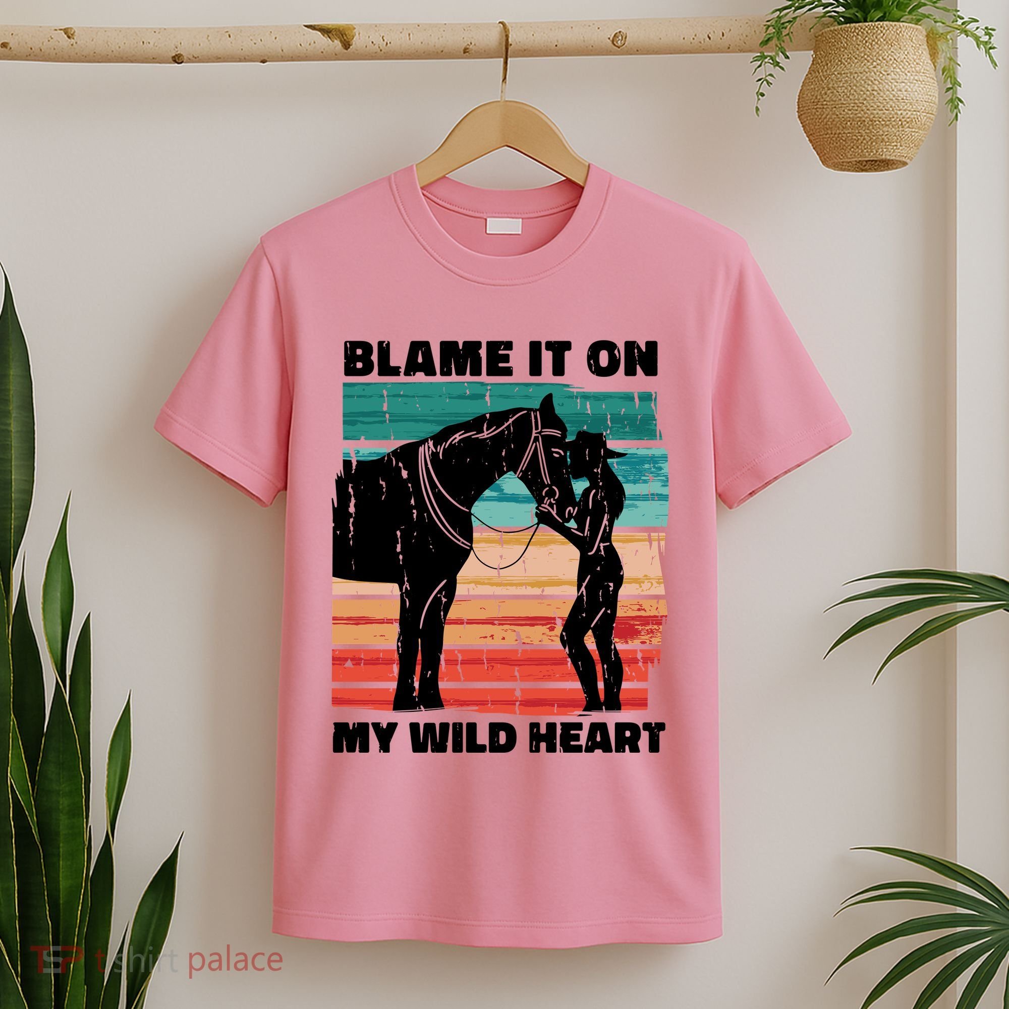 Blame It On My Wild Heart Horse Retro T-Shirt