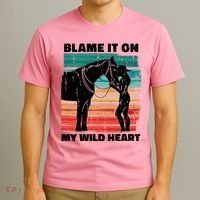 Blame It On My Wild Heart Horse Retro T-Shirt thumb 3