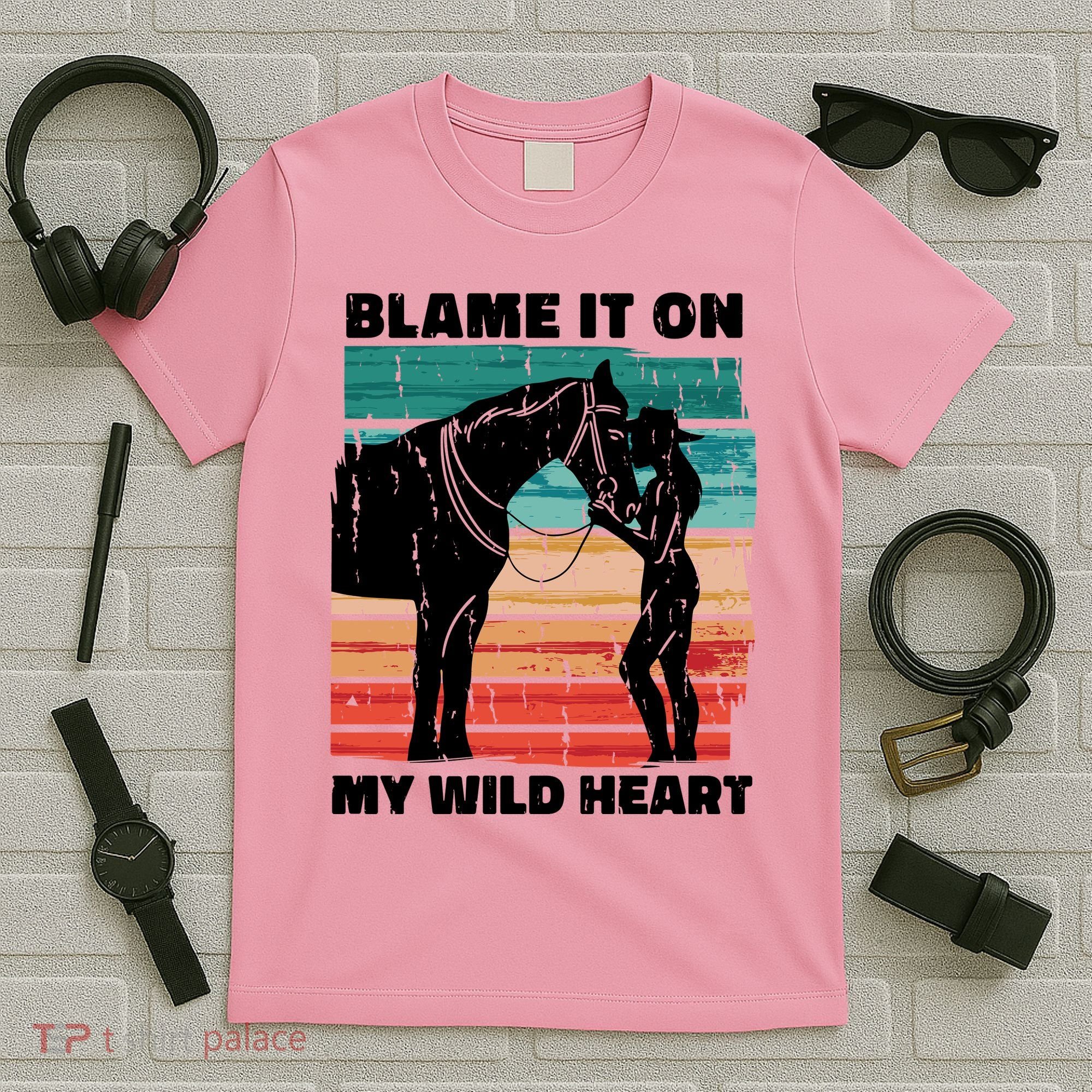 Blame It On My Wild Heart Horse Retro T-Shirt