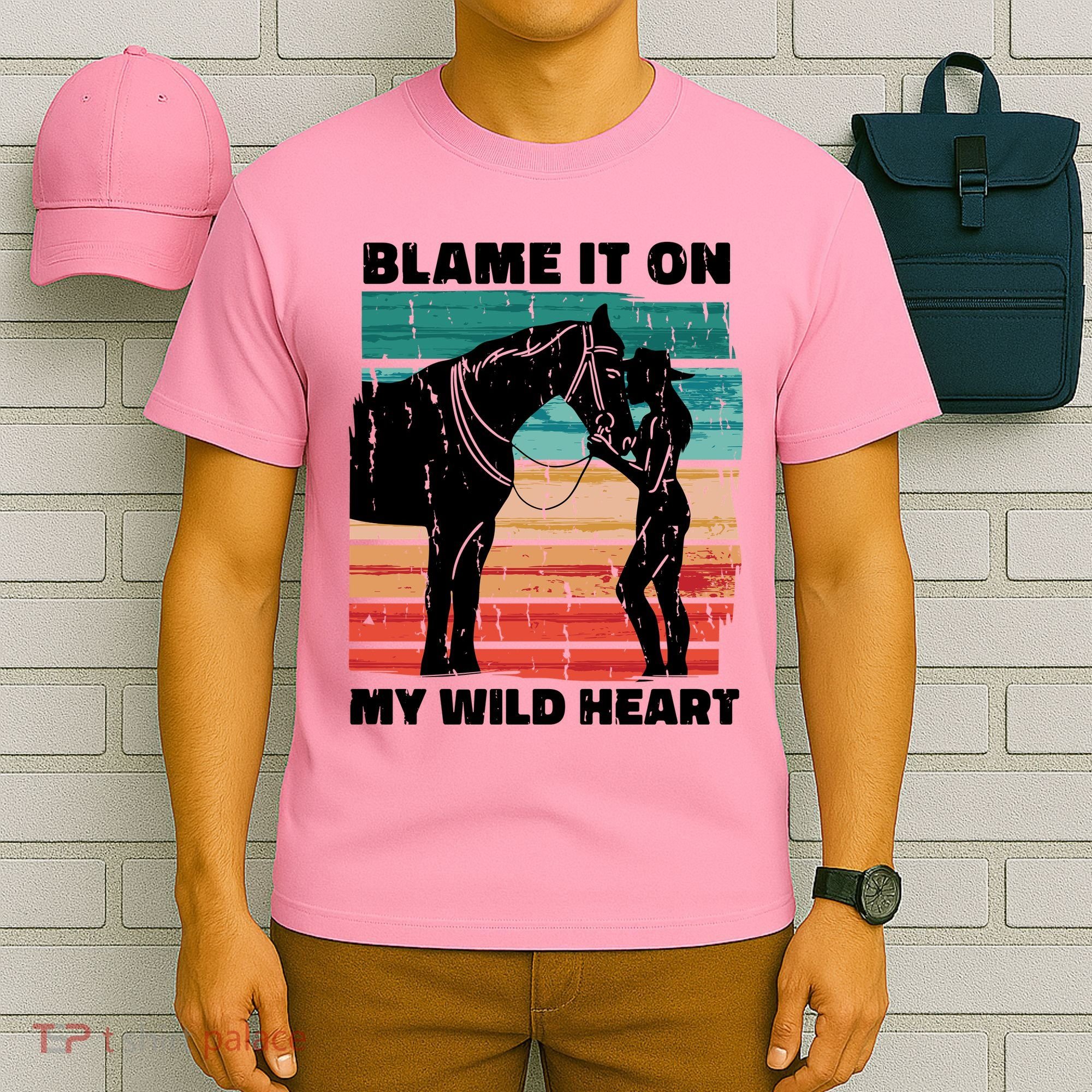 Blame It On My Wild Heart Horse Retro T-Shirt