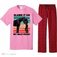 Blame It On My Wild Heart Horse Retro Pajama Set thumb 0