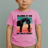 Blame It On My Wild Heart Horse Retro Toddler T-Shirt thumb 2