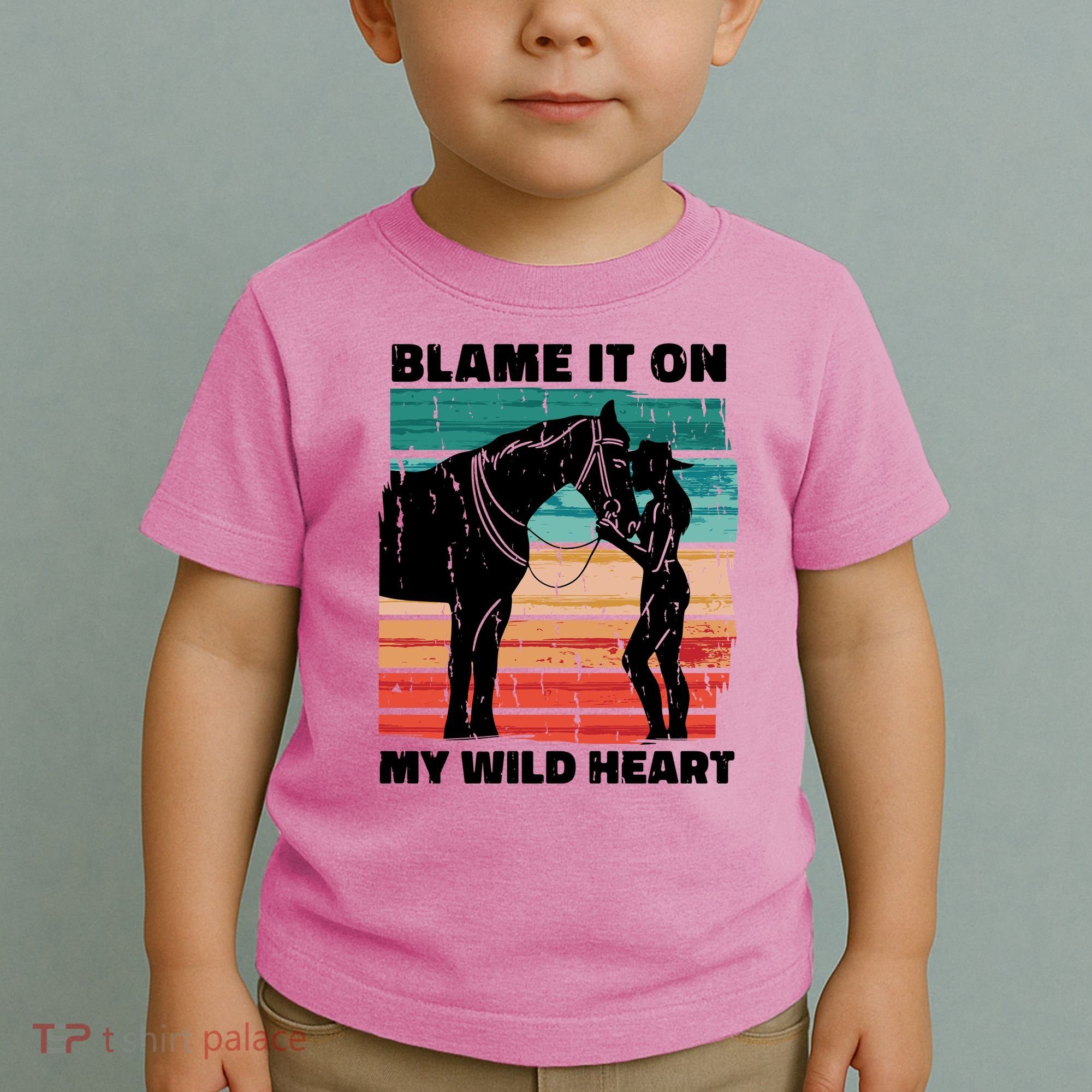 Blame It On My Wild Heart Horse Retro Toddler T-Shirt