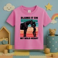 Blame It On My Wild Heart Horse Retro Toddler T-Shirt thumb 3
