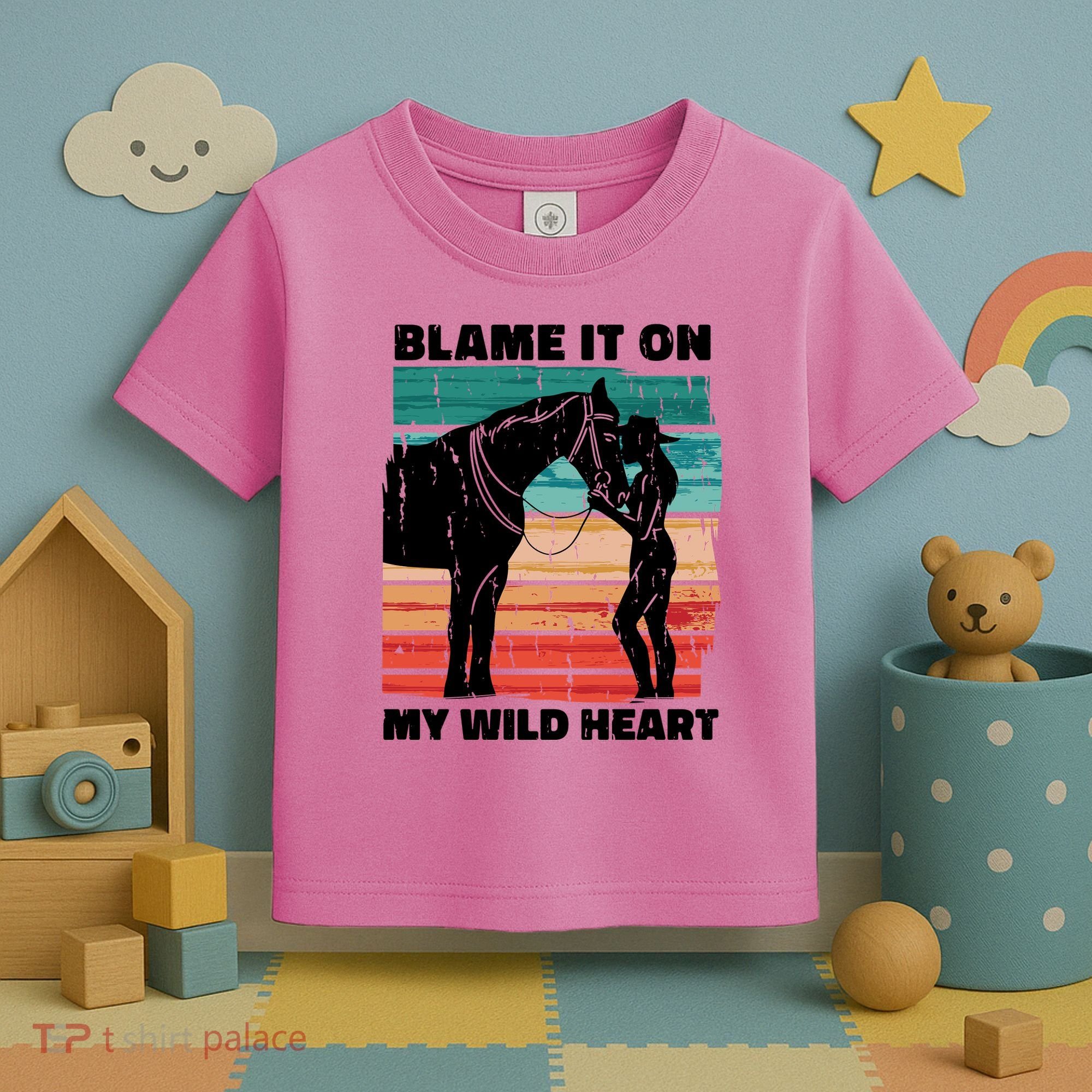 Blame It On My Wild Heart Horse Retro Toddler T-Shirt