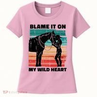 Blame It On My Wild Heart Horse Retro Women's T-Shirt thumb 0