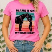 Blame It On My Wild Heart Horse Retro Women's T-Shirt thumb 2