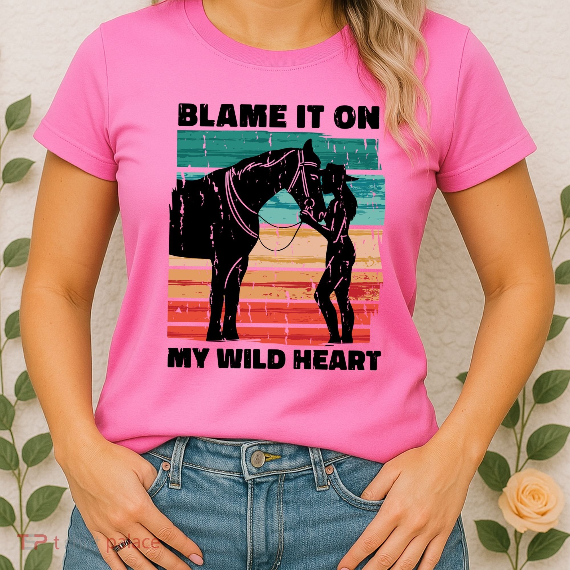Blame It On My Wild Heart Horse Retro Women's T-Shirt
