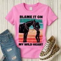 Blame It On My Wild Heart Horse Retro Women's T-Shirt thumb 3