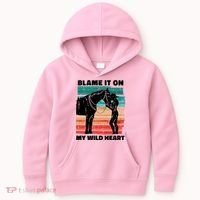 Blame It On My Wild Heart Horse Retro Kids Hoodie thumb 0
