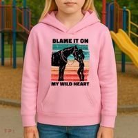 Blame It On My Wild Heart Horse Retro Kids Hoodie thumb 3