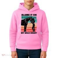 Blame It On My Wild Heart Horse Retro Kids Hoodie thumb 4