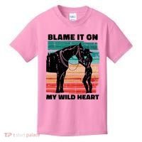 Blame It On My Wild Heart Horse Retro Kids T-Shirt thumb 0