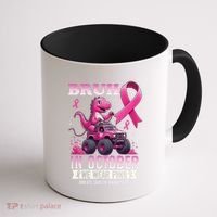 Bruh In October We Wear Pin.K Breast Cancer Awareness Coffee Mug thumb 1